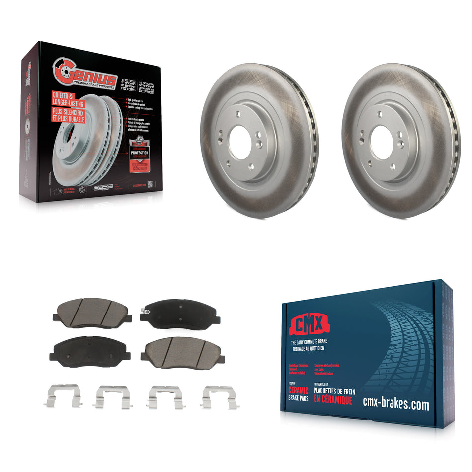 Front Coated Disc Brake Rotors And Ceramic Pads Kit For 2013-2016 Hyundai Santa Fe XL 3.3L KGC-100579