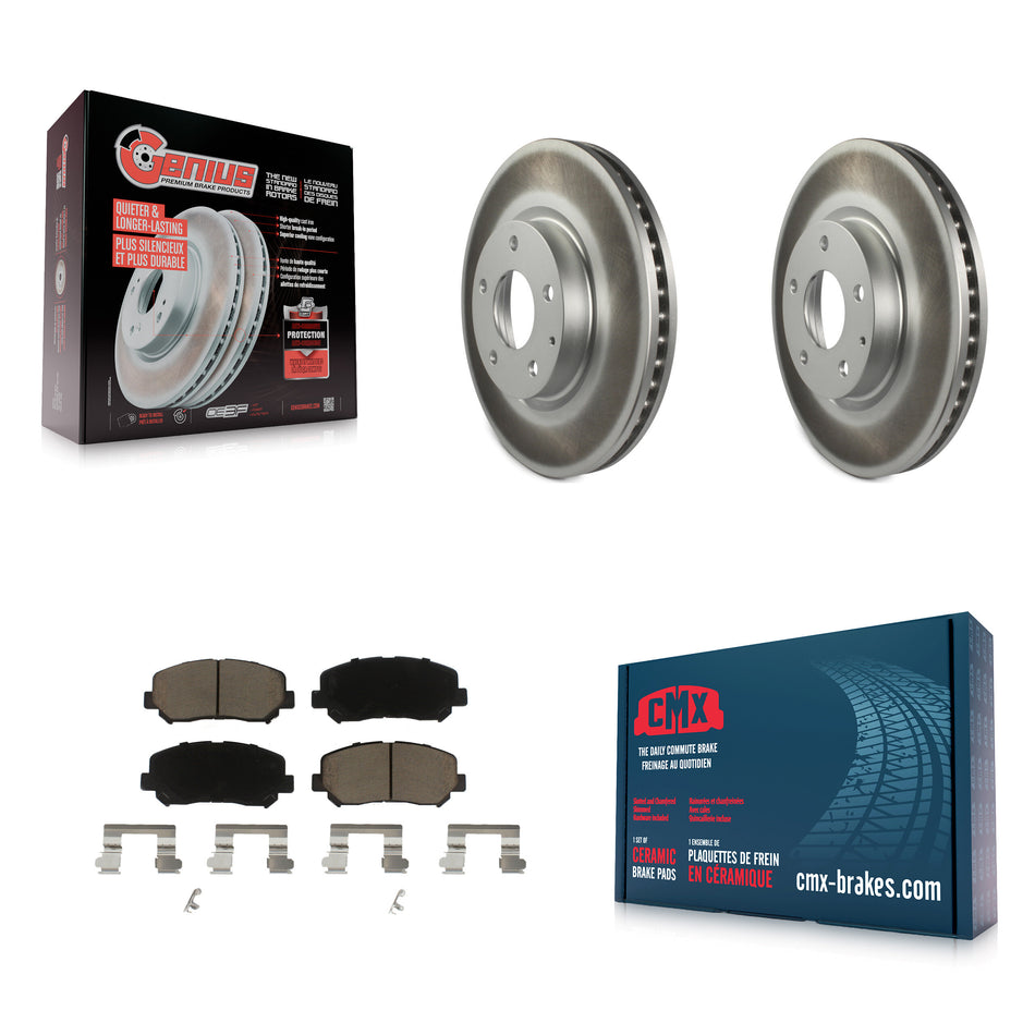 Front Coated Disc Brake Rotors And Ceramic Pads Kit For 2013-2015 Mazda CX-5 KGC-100595
