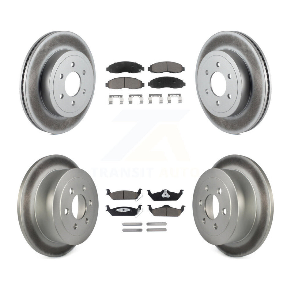 Front Rear Coated Disc Brake Rotors And Ceramic Pads Kit For 2003-2004 Dodge Dakota KGC-100600