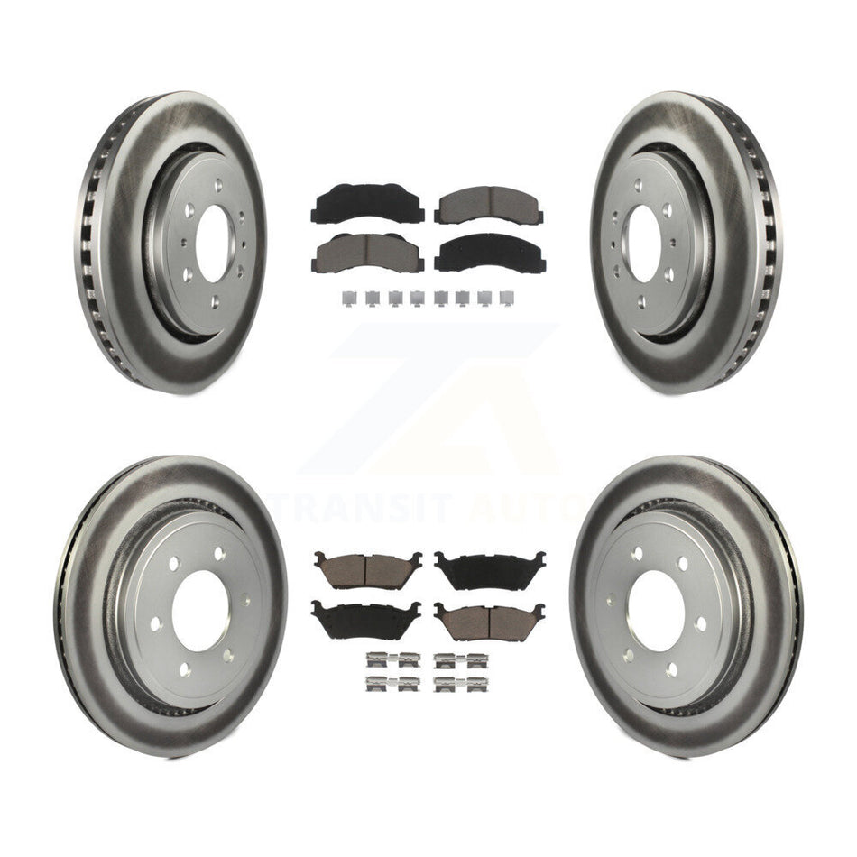 Front Rear Coated Disc Brake Rotors And Ceramic Pads Kit For 2015-2017 Ford F-150 With Electric Parking KGC-100605