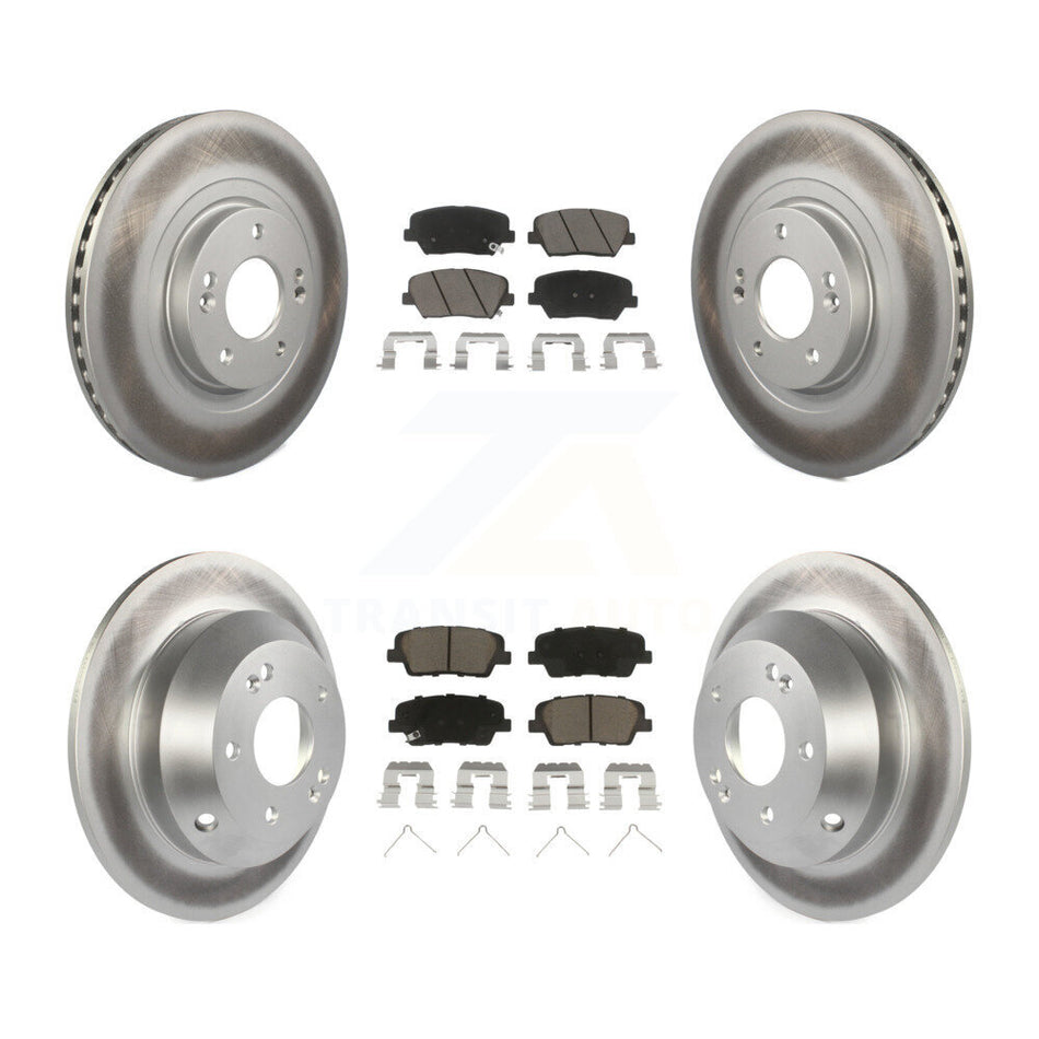 Front Rear Coated Disc Brake Rotors And Ceramic Pads Kit For 2014-2015 Kia Sorento With Red Painted Calipers KGC-100609