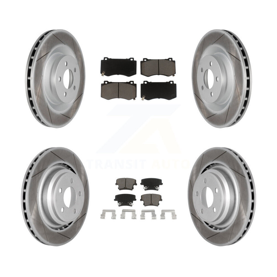 Front Rear Coated Disc Brake Rotors And Ceramic Pads Kit For 2015 Dodge Charger R T Scat Pack with 6.4L KGC-100654