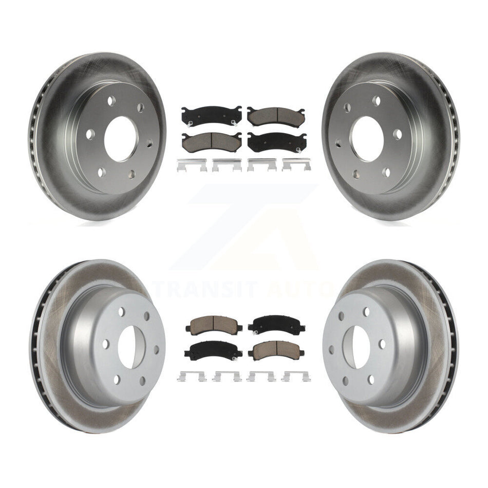 Front Rear Coated Disc Brake Rotors And Ceramic Pads Kit For Chevrolet Tahoe GMC Suburban 1500 Yukon Avalanche XL Cadillac Escalade Express Savana KGC-100691