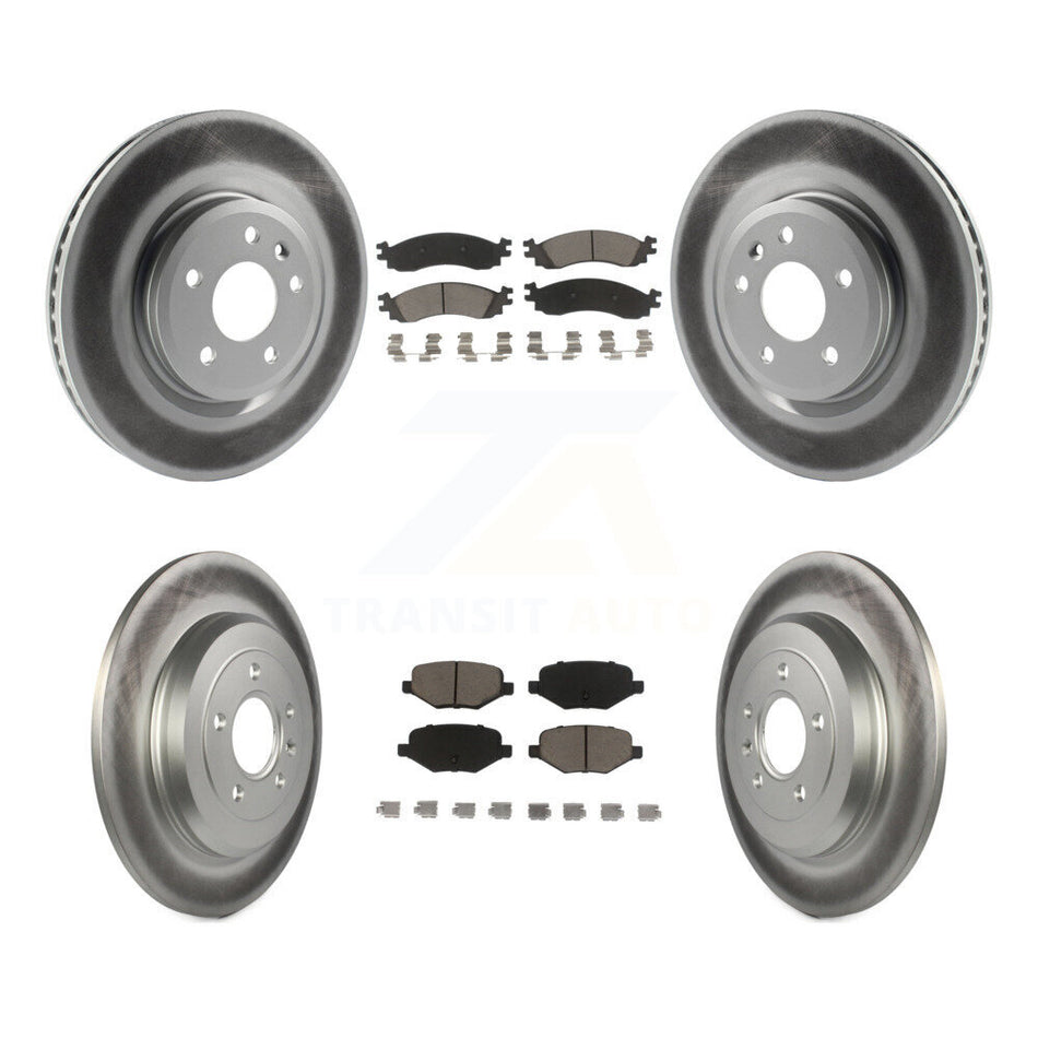 Front Rear Coated Disc Brake Rotors And Ceramic Pads Kit For 2010-2012 Ford Taurus SHO KGC-100698