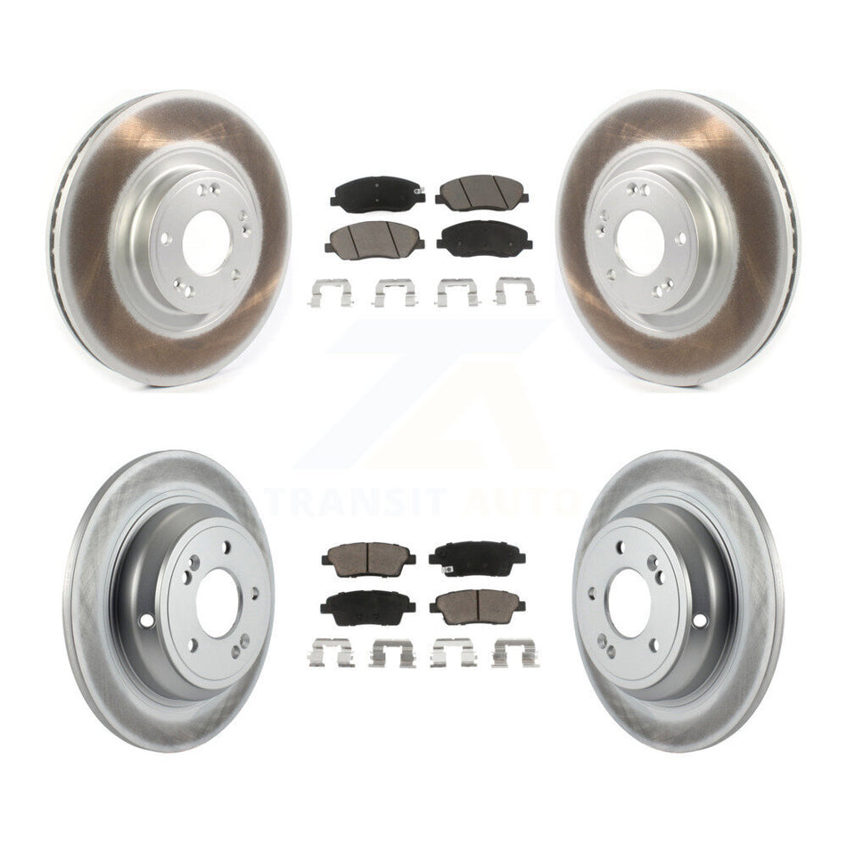 Front Rear Coated Disc Brake Rotors And Ceramic Pads Kit For 2012 Hyundai Genesis 3.8L KGC-100769