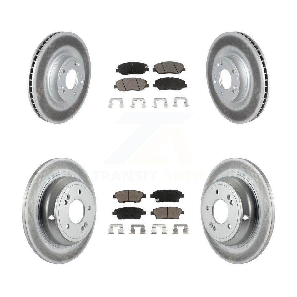 Front Rear Coated Disc Brake Rotors And Ceramic Pads Kit For Hyundai Genesis 3.8L KGC-100770