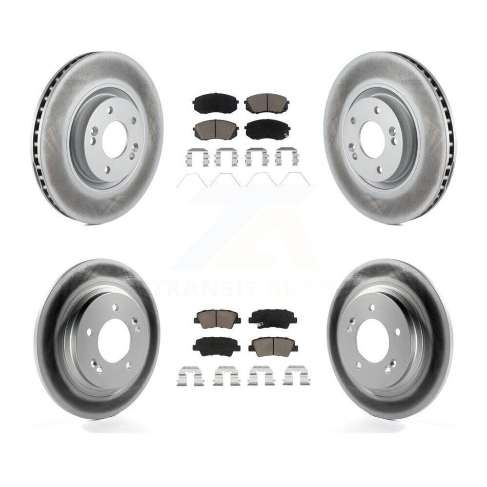 Front Rear Coated Disc Brake Rotors And Ceramic Pads Kit For 2016 Hyundai Sonata GAS engine With Power Operated Parking KGC-100773