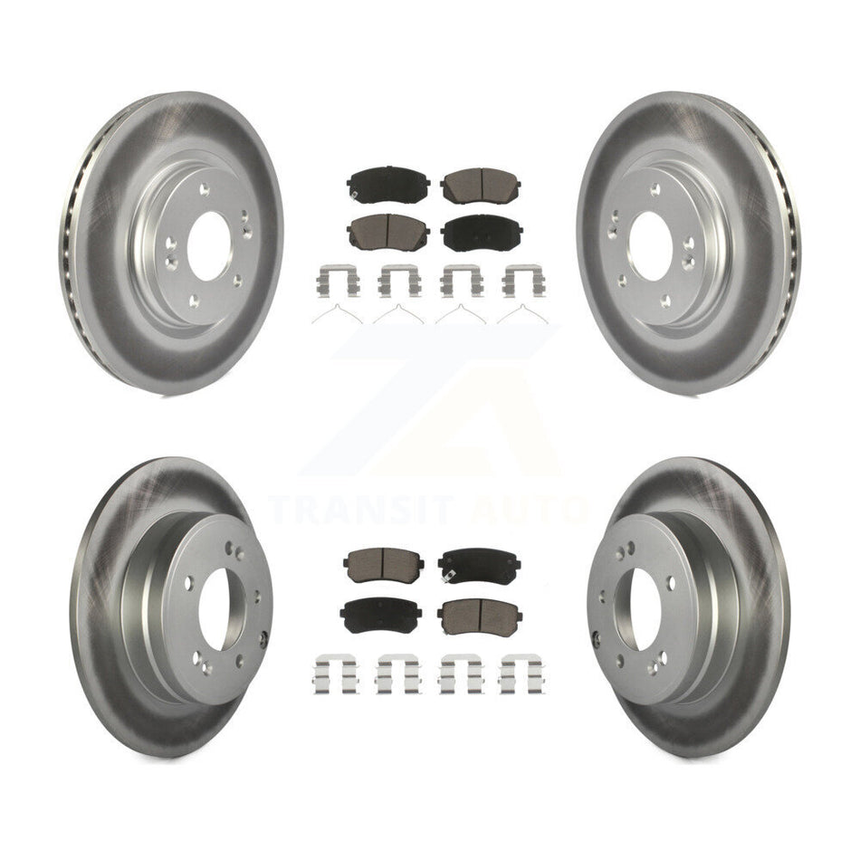 Front Rear Coated Disc Brake Rotors And Ceramic Pads Kit For 2015-2016 Hyundai Sonata GAS engine With Manual Parking KGC-100774