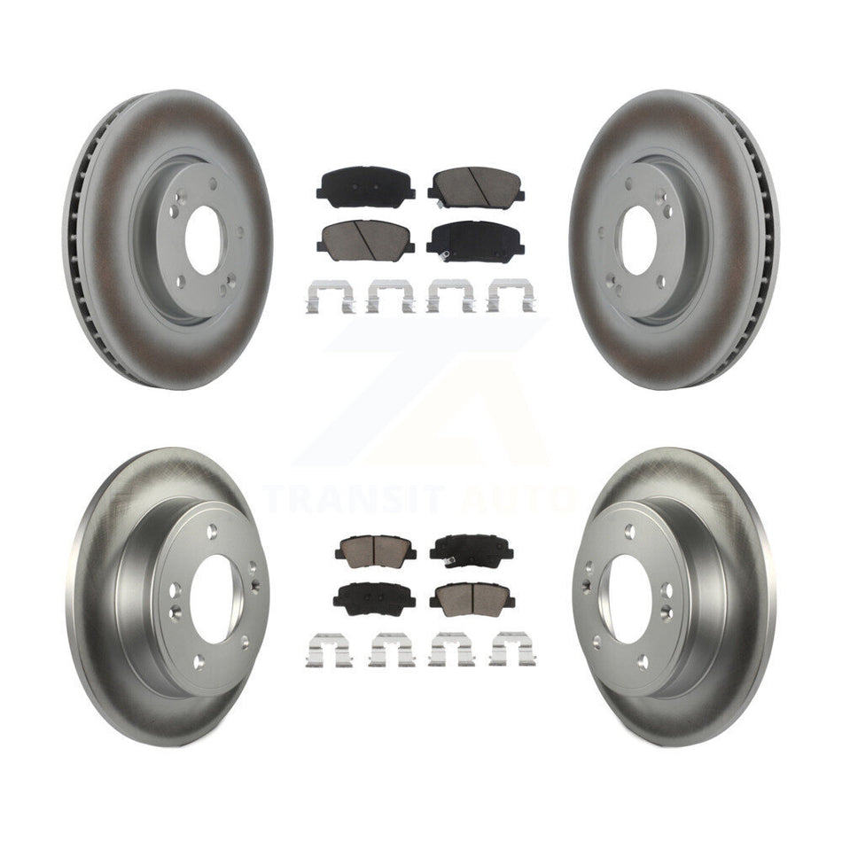 Front Rear Coated Disc Brake Rotors And Ceramic Pads Kit For Hyundai Veloster Kia Forte Koup KGC-100775