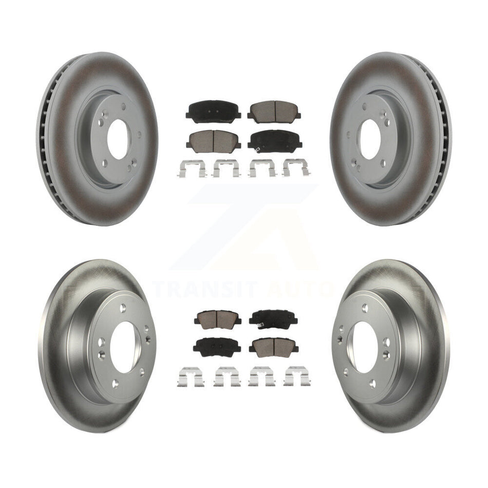Front Rear Coated Disc Brake Rotors And Ceramic Pads Kit For Kia Forte Forte5 Koup KGC-100776