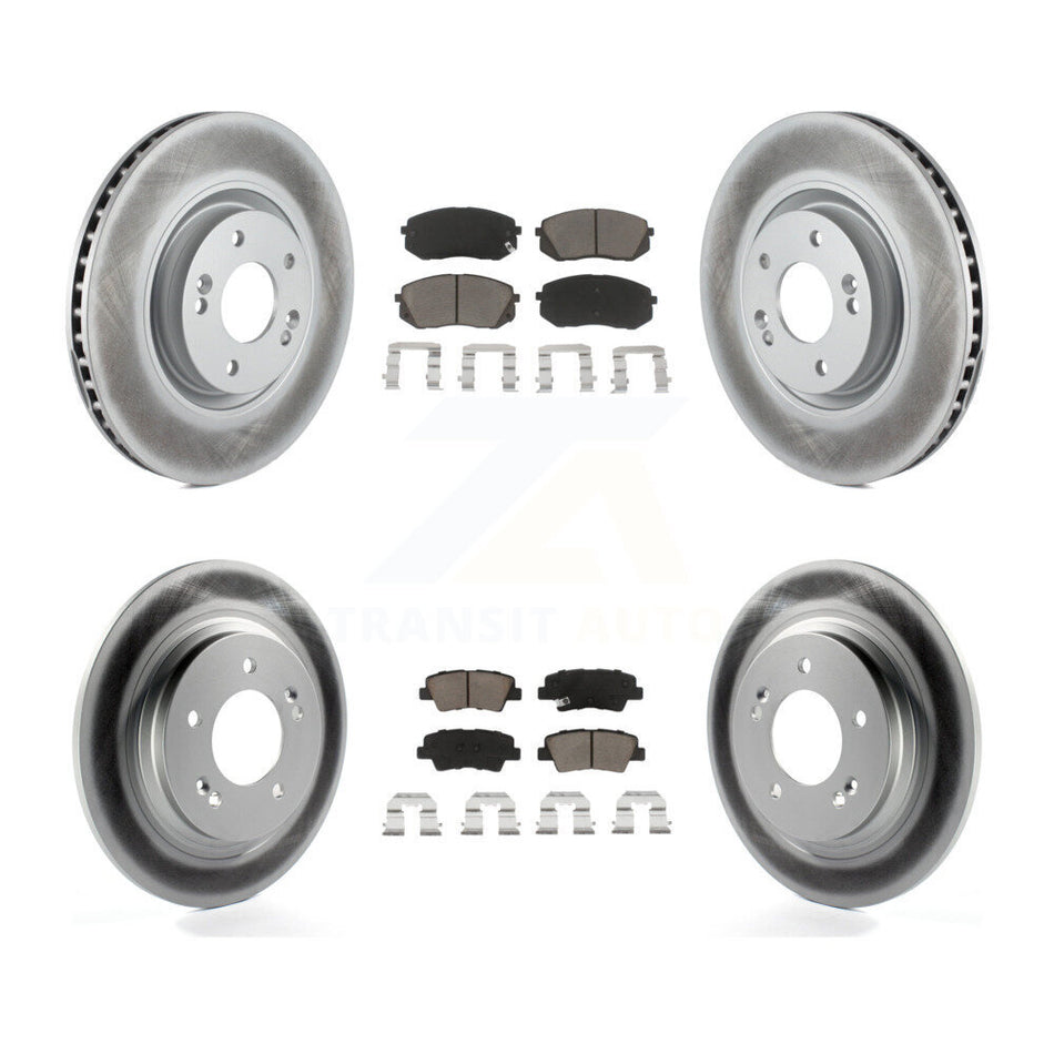 Front Rear Coated Disc Brake Rotors And Ceramic Pads Kit For 2015 Hyundai Sonata GAS engine With Power Operated Parking KGC-100779