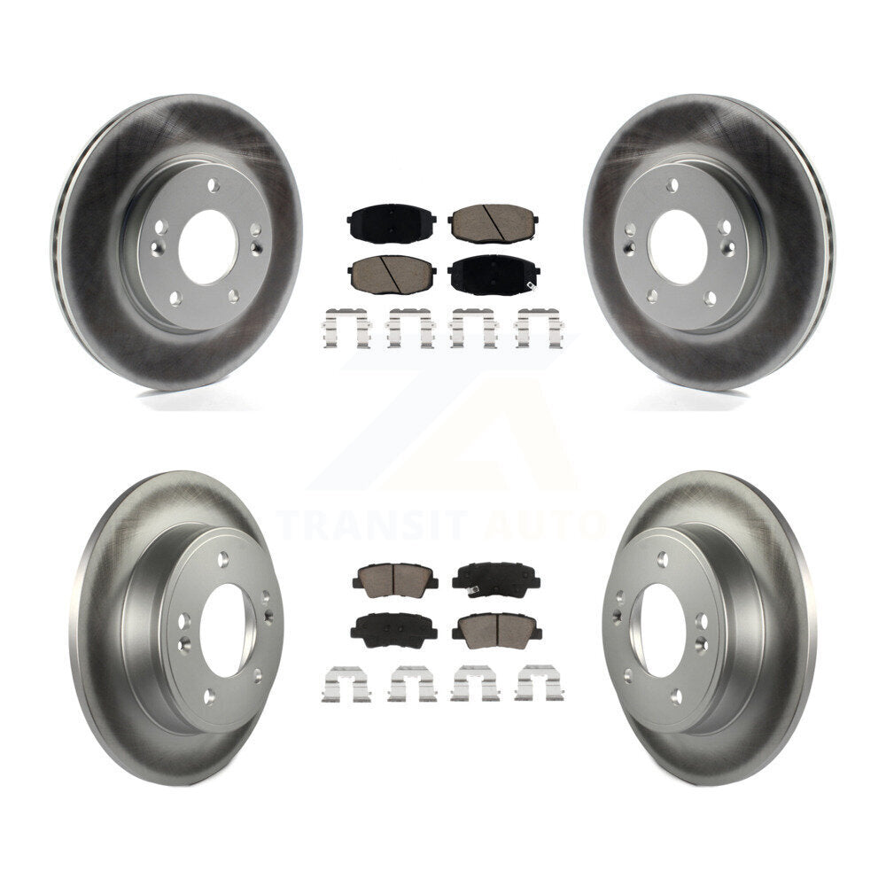 Front Rear Coated Disc Brake Rotors And Ceramic Pads Kit For 2014-2016 Kia Soul KGC-100783