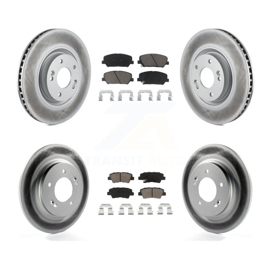 Front Rear Coated Disc Brake Rotors And Ceramic Pads Kit For 2013-2015 Kia Optima 2.0L With Electric Parking KGC-100785