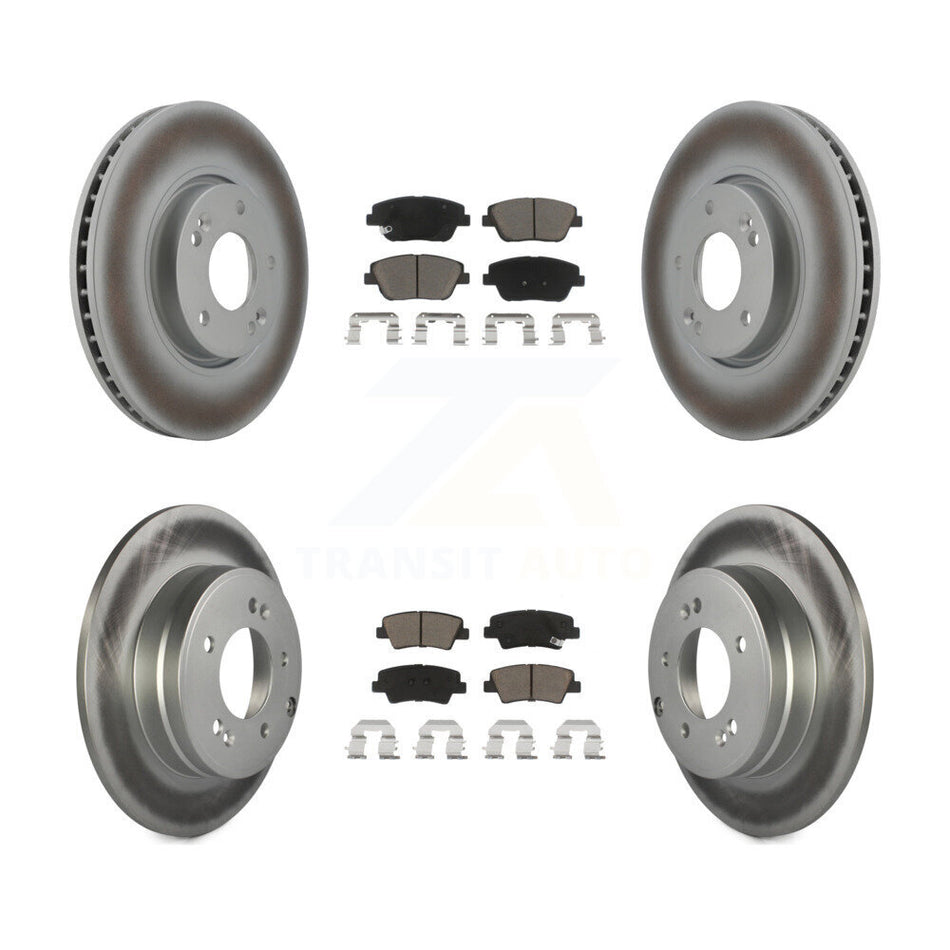 Front Rear Coated Disc Brake Rotors And Ceramic Pads Kit For Hyundai Sonata Kia Optima KGC-100786