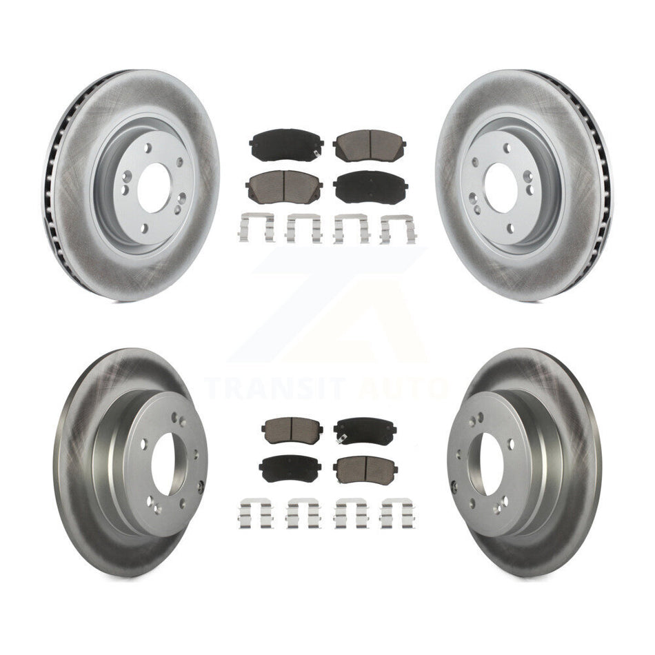 Front Rear Coated Disc Brake Rotors And Ceramic Pads Kit For Hyundai Tucson Kia Cadenza KGC-100790