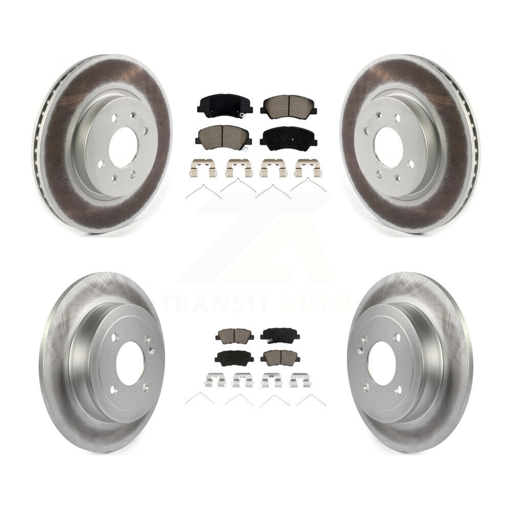 Front Rear Coated Disc Brake Rotors And Ceramic Pads Kit For Kia Rio Hyundai Accent KGC-100793