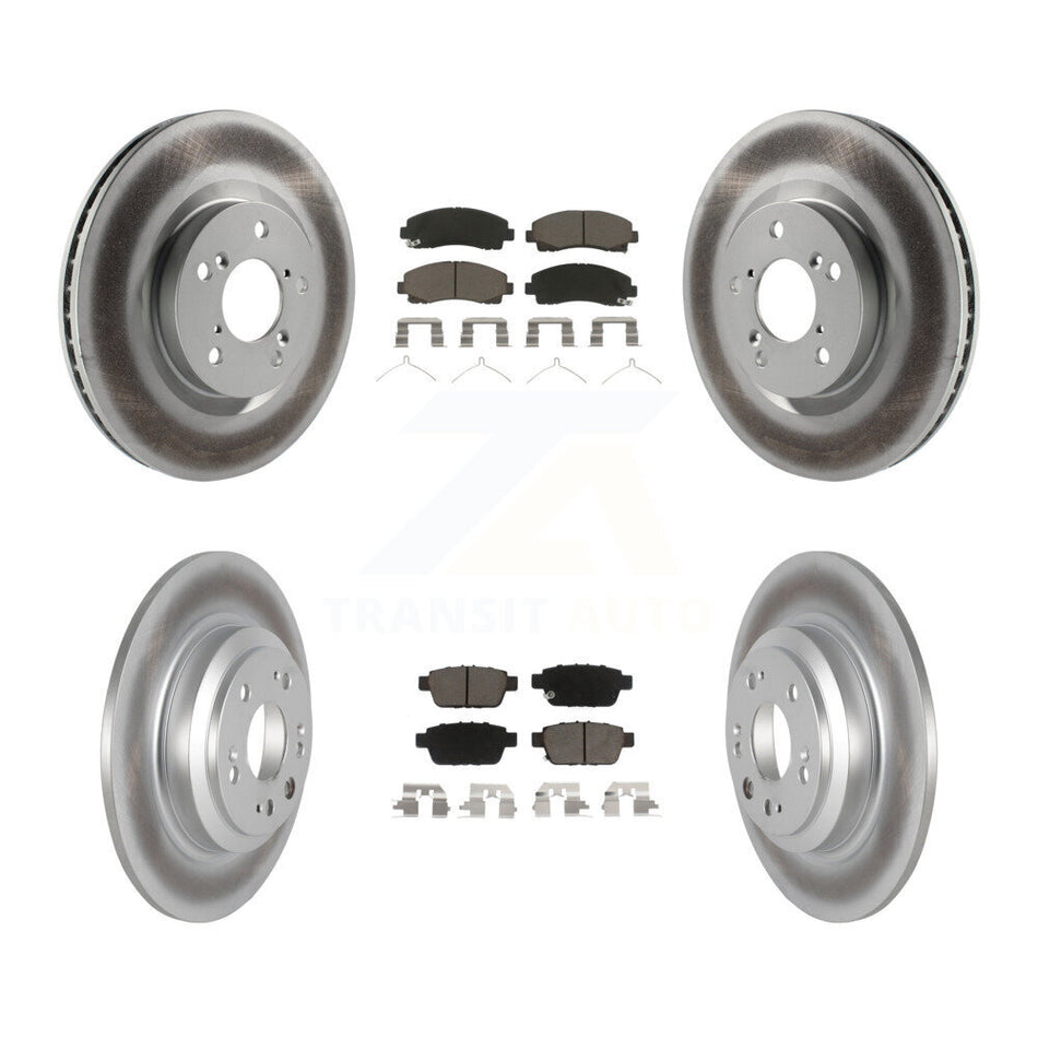 Front Rear Coated Disc Brake Rotors And Ceramic Pads Kit For 2009-2014 Acura TL KGC-100817