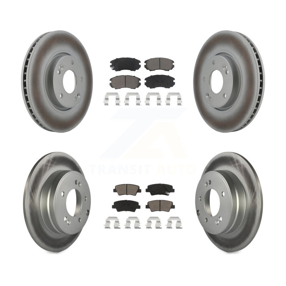 Front Rear Coated Disc Brake Rotors And Ceramic Pads Kit For Hyundai Sonata 3.3L KGC-100820