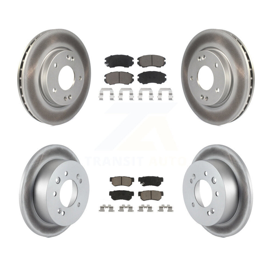 Front Rear Coated Disc Brake Rotors And Ceramic Pads Kit For Hyundai Elantra KGC-100826