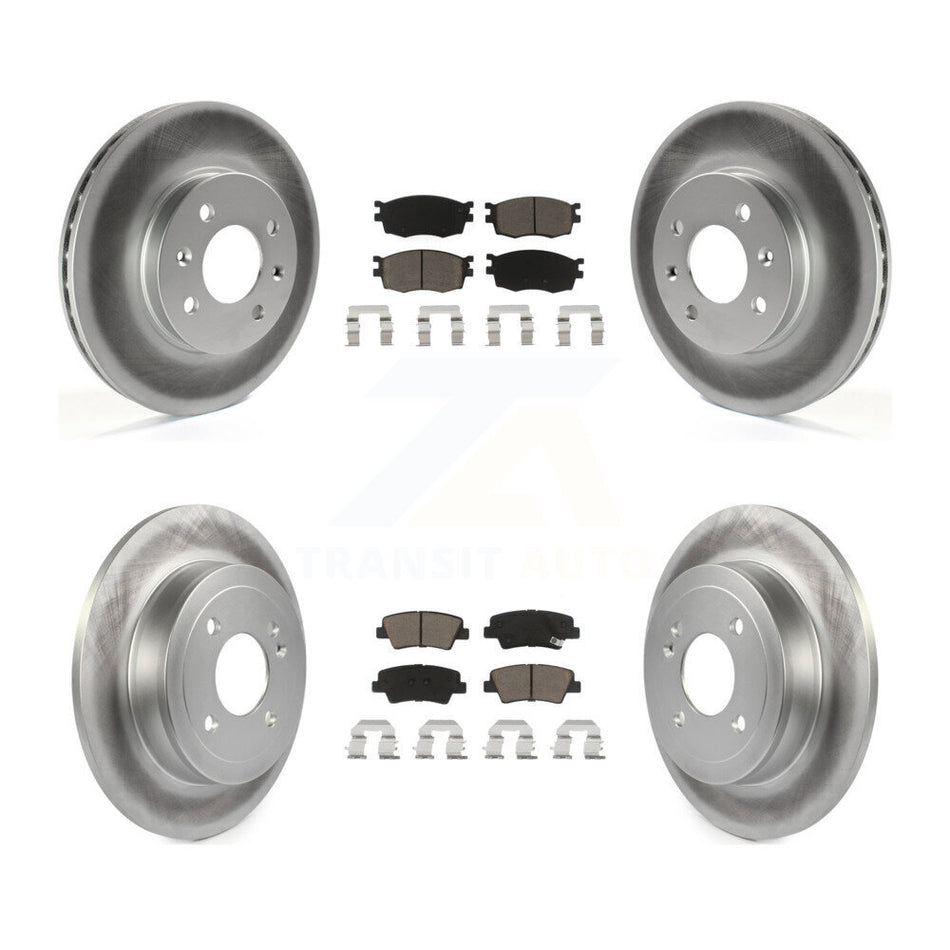 Front Rear Coated Disc Brake Rotors And Ceramic Pads Kit For 2011 Hyundai Accent KGC-100832