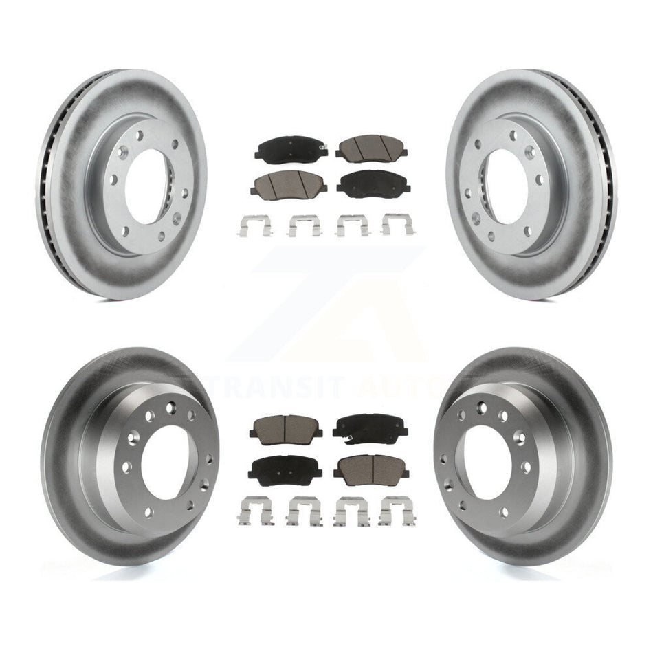 Front Rear Coated Disc Brake Rotors And Ceramic Pads Kit For Kia Sedona Hyundai Entourage KGC-100843