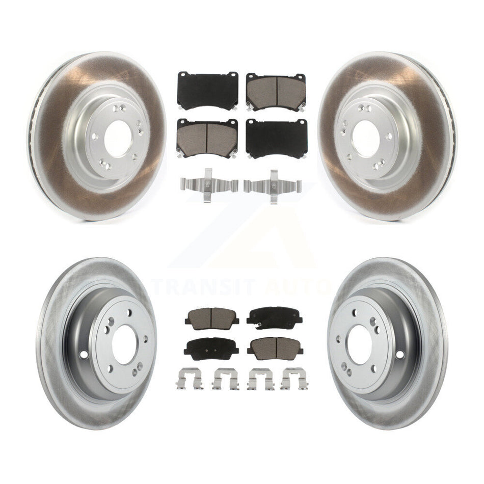 Front Rear Coated Disc Brake Rotors And Ceramic Pads Kit For Hyundai Genesis 4.6L KGC-100847