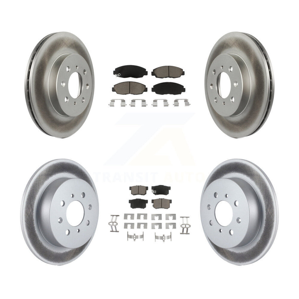 Front Rear Coated Disc Brake Rotors And Ceramic Pads Kit For Honda Civic Acura EL KGC-100852