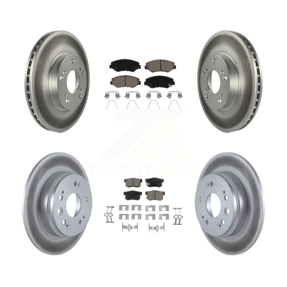 Front Rear Coated Disc Brake Rotors And Ceramic Pads Kit For 2002-2004 Honda CR-V KGC-100859
