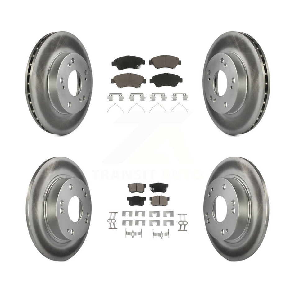 Front Rear Coated Disc Brake Rotors And Ceramic Pads Kit For Honda Civic KGC-100869