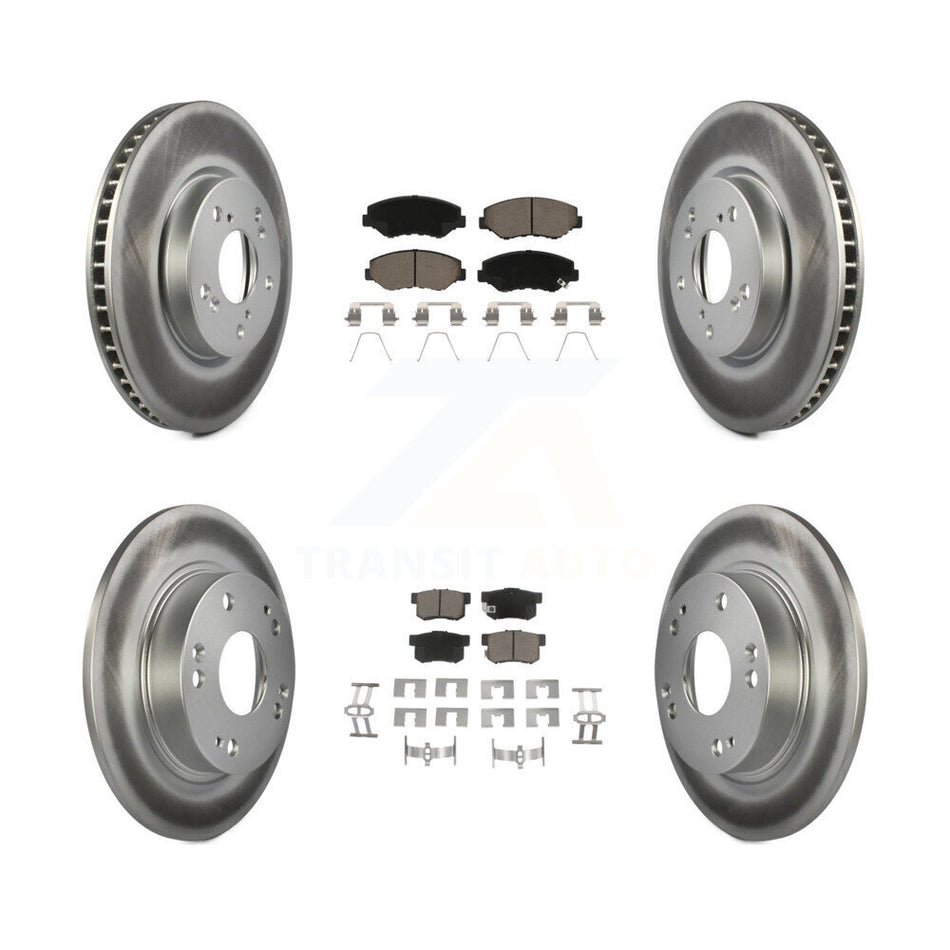 Front Rear Coated Disc Brake Rotors And Ceramic Pads Kit For 2015 Honda Civic EX with Coupe Manual transmission KGC-100872