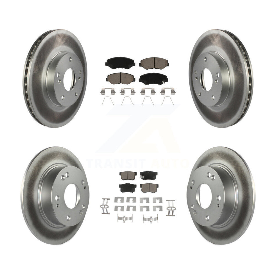 Front Rear Coated Disc Brake Rotors And Ceramic Pads Kit For 2003-2007 Honda Accord 2.4L Excluding Vehicles Built Canadian Market KGC-100874