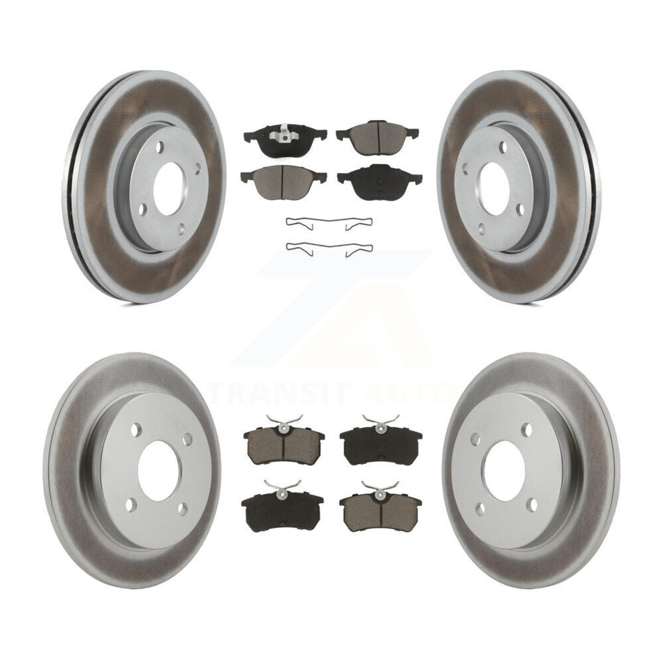 Front Rear Coated Disc Brake Rotors And Ceramic Pads Kit For 2005-2007 Ford Focus rear brakes KGC-100890