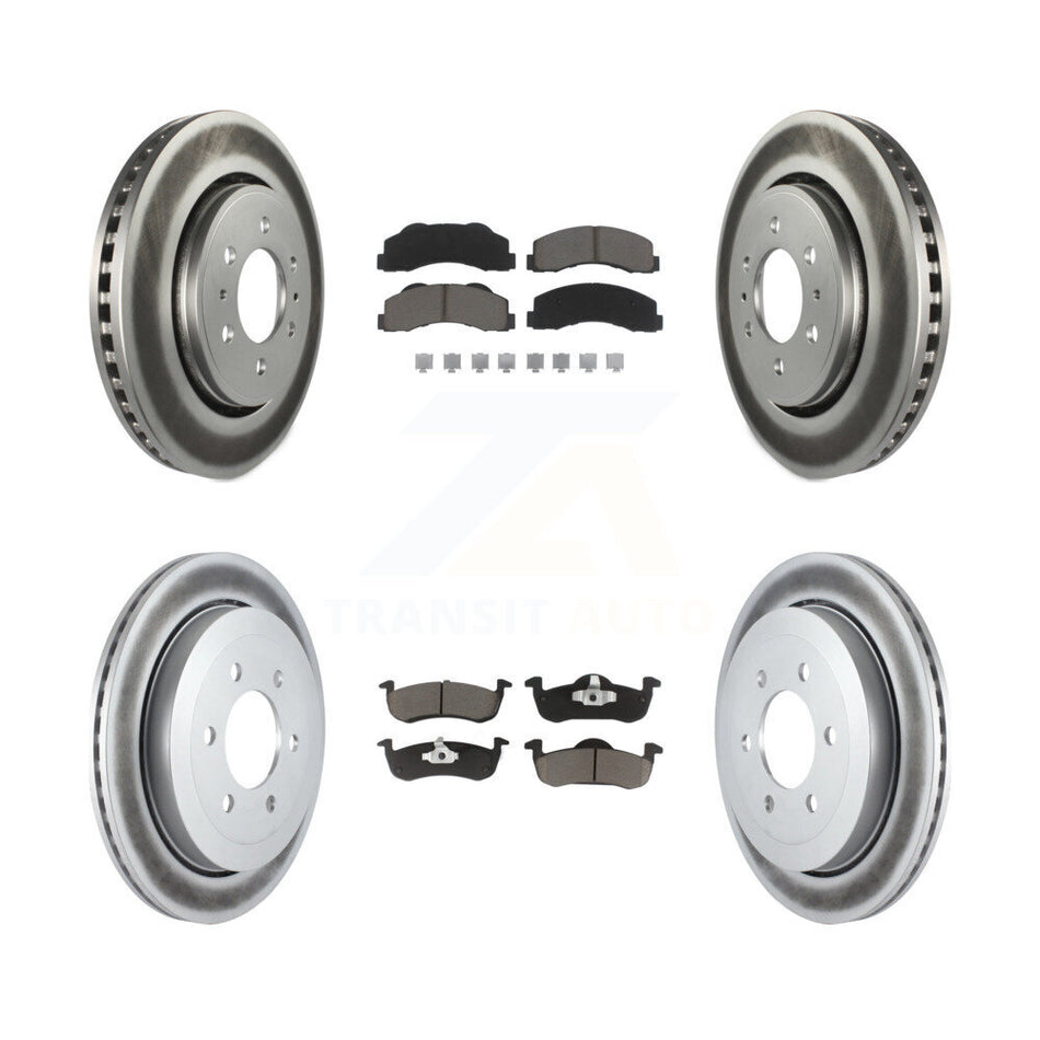 Front Rear Coated Disc Brake Rotors And Ceramic Pads Kit For 2010-2017 Ford Expedition Lincoln Navigator KGC-100898
