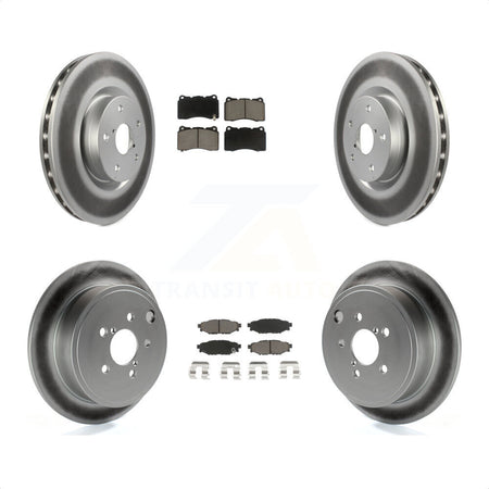 Front Rear Coated Brake Rotor Ceramic Pad Kit For 2014 Subaru WRX With 15\\" Factory Wheels KGC-100927