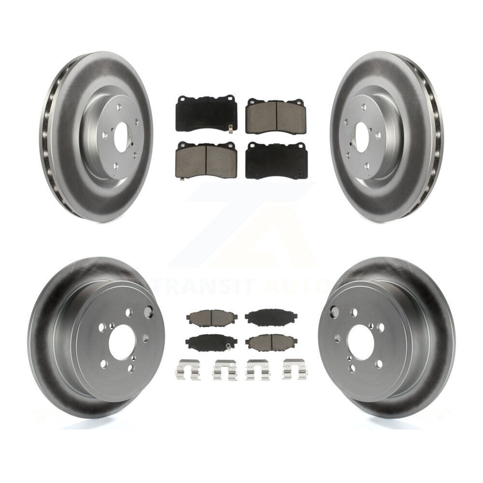 Front Rear Coated Brake Rotor Ceramic Pad Kit For 2014 Subaru WRX With 15" Factory Wheels KGC-100927