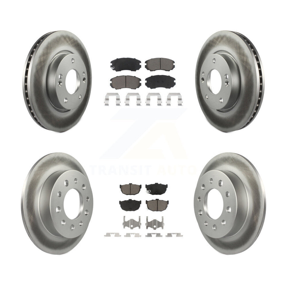 Front Rear Coated Disc Brake Rotors And Ceramic Pads Kit For Hyundai Tiburon KGC-100958