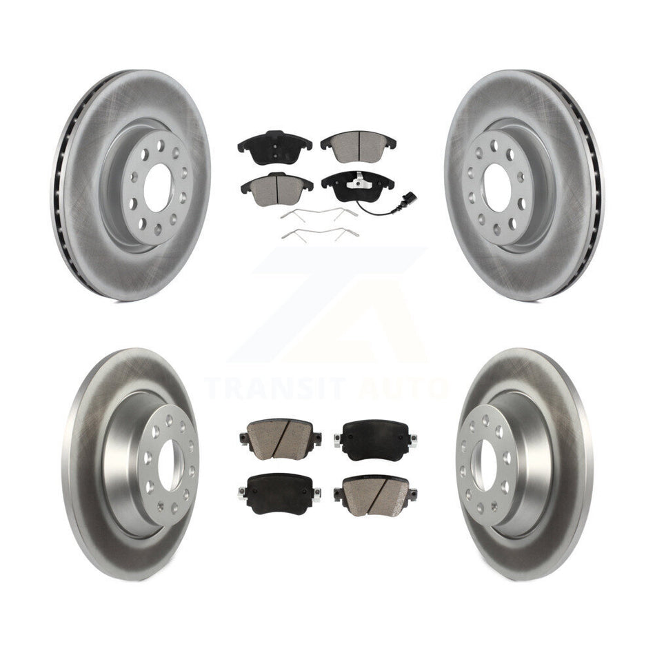 Front Rear Coated Disc Brake Rotors And Ceramic Pads Kit For 2016-2018 Audi Q3 Quattro KGC-100982
