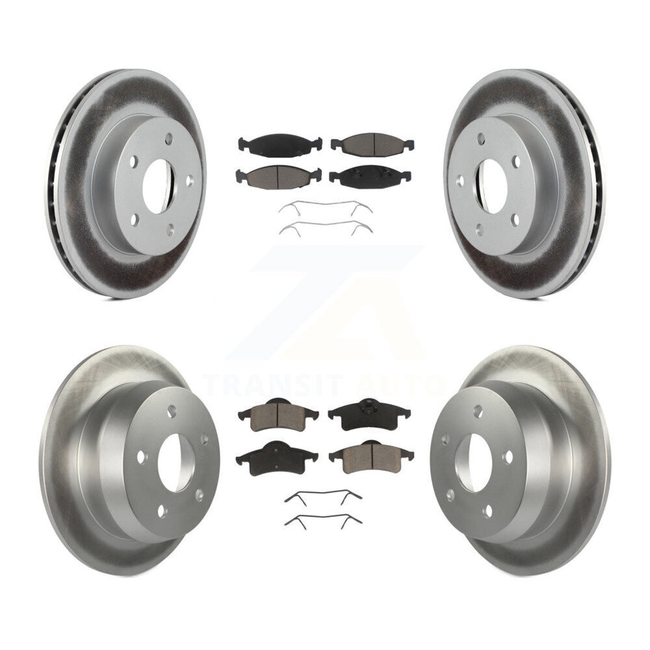 Front Rear Coated Disc Brake Rotors And Ceramic Pads Kit For 1999-2002 Jeep Grand Cherokee With Teves & ATE Caliper KGC-100984