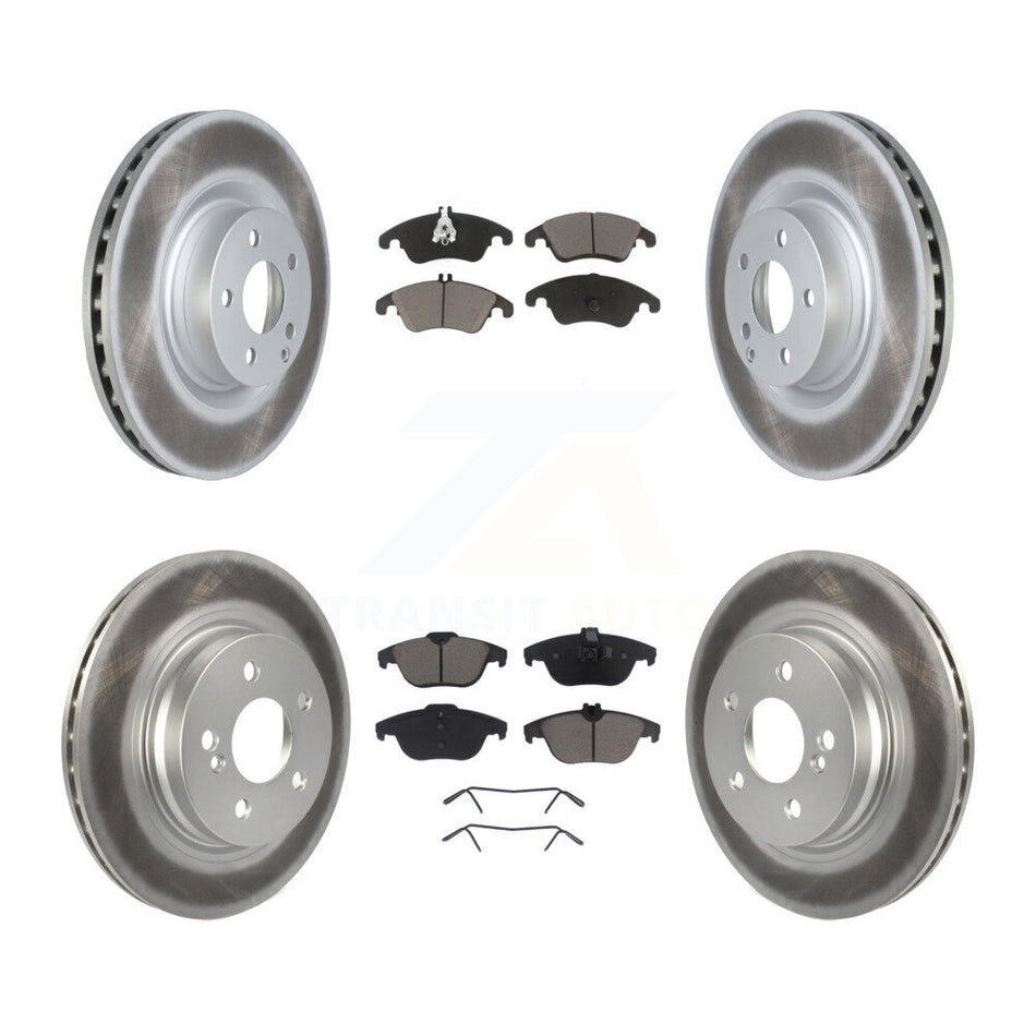 Front Rear Coated Disc Brake Rotors And Ceramic Pads Kit For 2010-2011 Mercedes-Benz E550 Coupe With 300mm Diameter Rotor KGC-101015