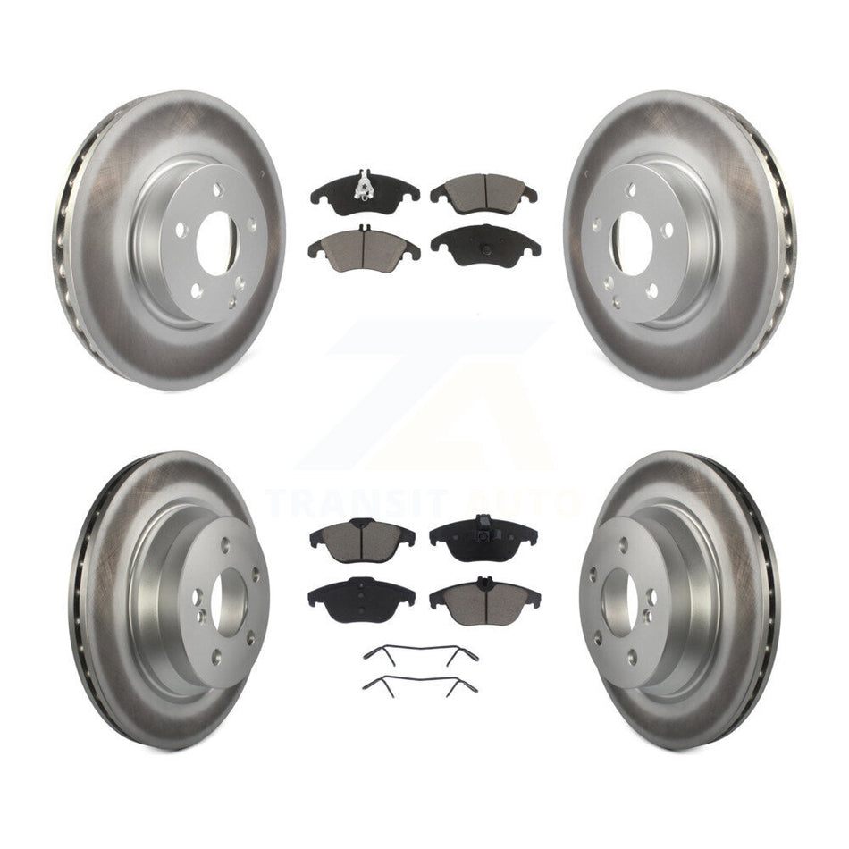 Front Rear Coated Disc Brake Rotors And Ceramic Pads Kit For 2014 Mercedes-Benz E350 Convertible Coupe With 322mm Diameter Rotor KGC-101019