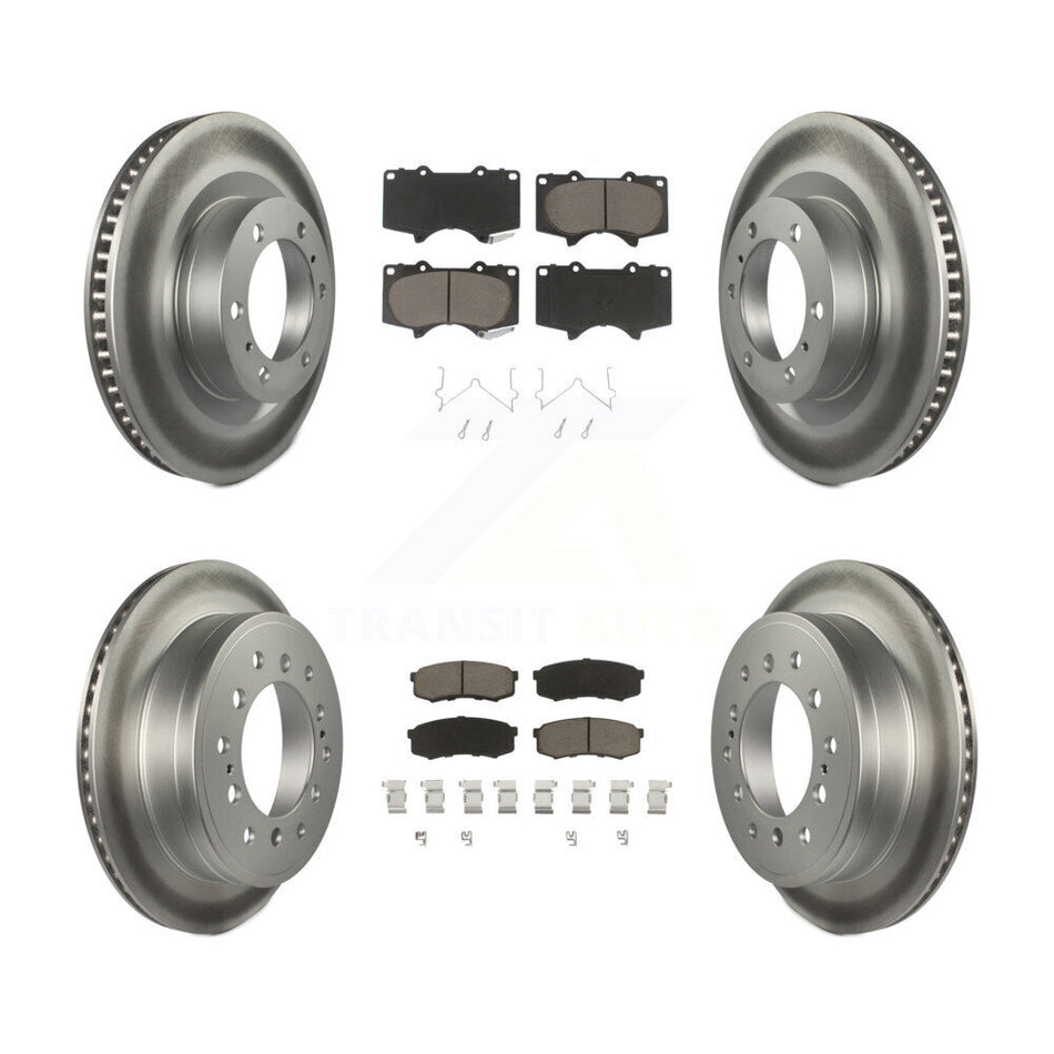 Front Rear Coated Disc Brake Rotors And Ceramic Pads Kit For Toyota 4Runner Lexus GX460 KGC-101040