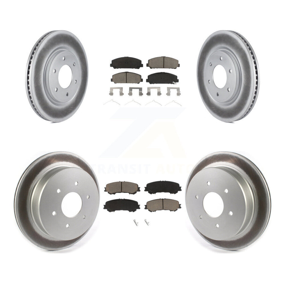 Front Rear Coated Disc Brake Rotors And Ceramic Pads Kit For 2017-2022 Nissan TITAN KGC-101045