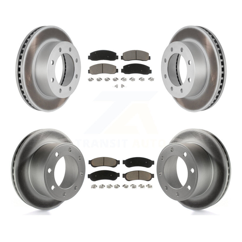 Front Rear Coated Disc Brake Rotors And Ceramic Pads Kit For 2008-2009 Ford F-250 Super Duty 4WD KGC-101056