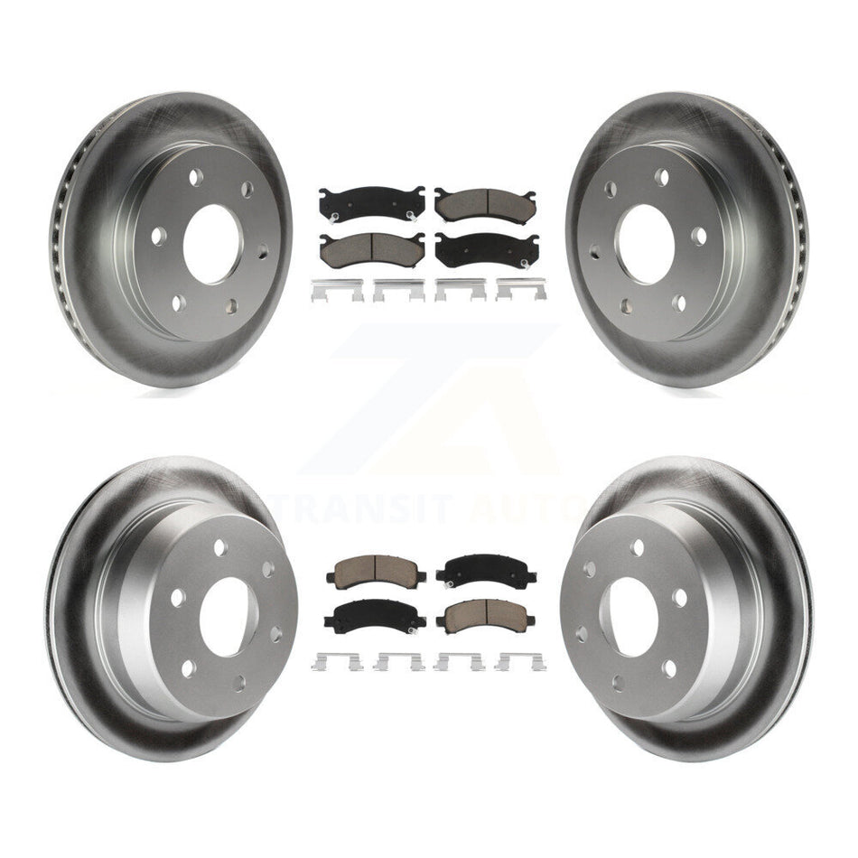Front Rear Coated Disc Brake Rotors And Ceramic Pads Kit For 2002 Chevrolet Avalanche 1500 With Single Piston Caliper 325mm Diameter Rotor KGC-101076