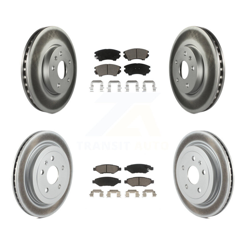 Front Rear Coated Disc Brake Rotors And Ceramic Pads Kit For 2010-2015 Chevrolet Camaro LT LS KGC-101077