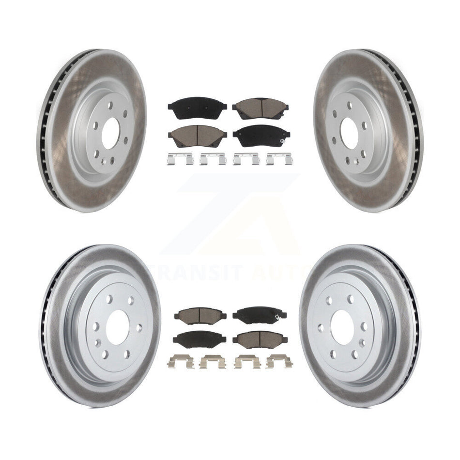 Front Rear Coated Disc Brake Rotors And Ceramic Pads Kit For Cadillac SRX Saab 9-4X KGC-101079