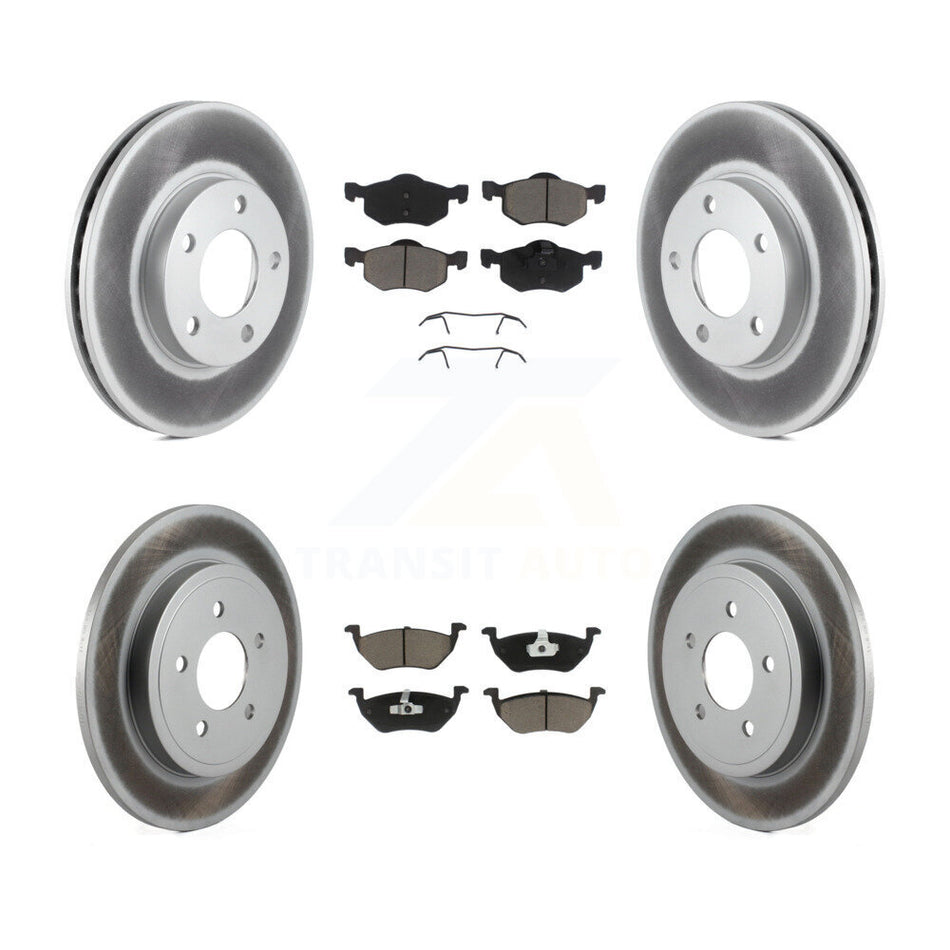 Front Rear Coated Disc Brake Rotors And Ceramic Pads Kit For Mazda Tribute Mercury Mariner KGC-101126