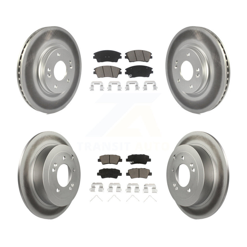 Front Rear Coated Disc Brake Rotors And Ceramic Pads Kit For Hyundai Tucson Kia Sportage KGC-101134