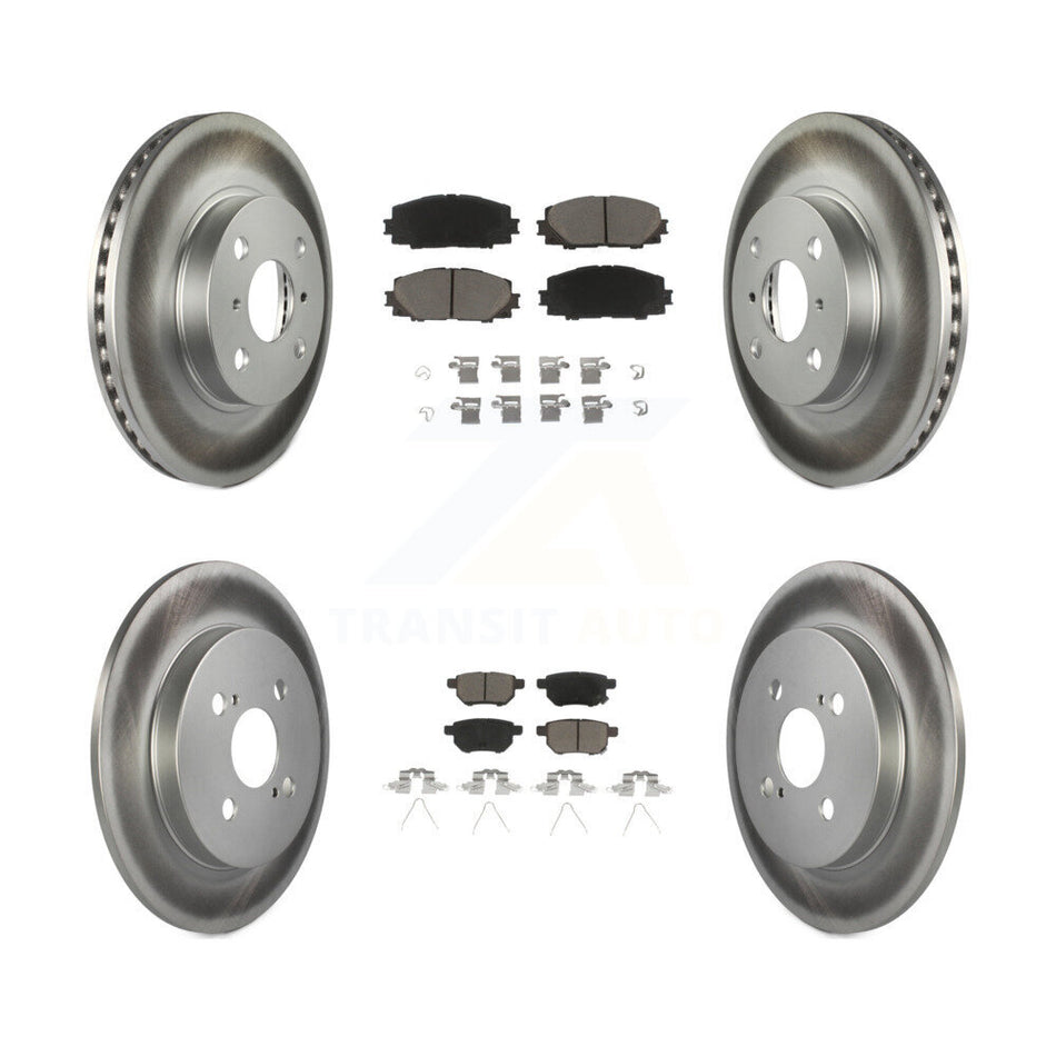Front Rear Coated Disc Brake Rotors And Ceramic Pads Kit For 2012-2013 Toyota Yaris L LE KGC-101147