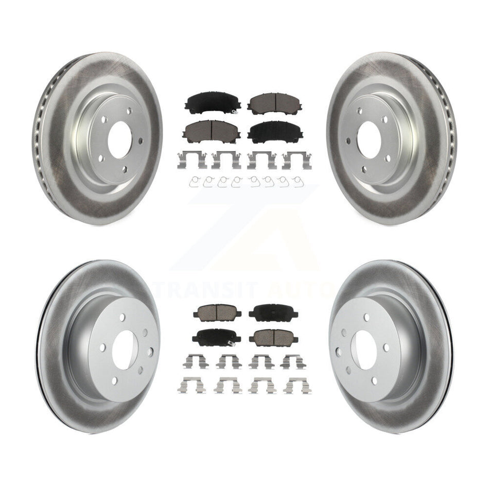 Front Rear Coated Disc Brake Rotors And Ceramic Pads Kit For 2016-2017 INFINITI QX50 KGC-101167